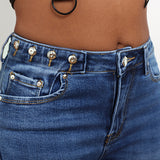 Ladies' high-elasticity slim-fit jeans