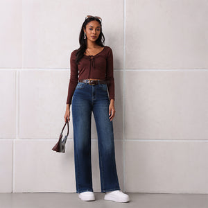Relaxed fit straight-leg jeans